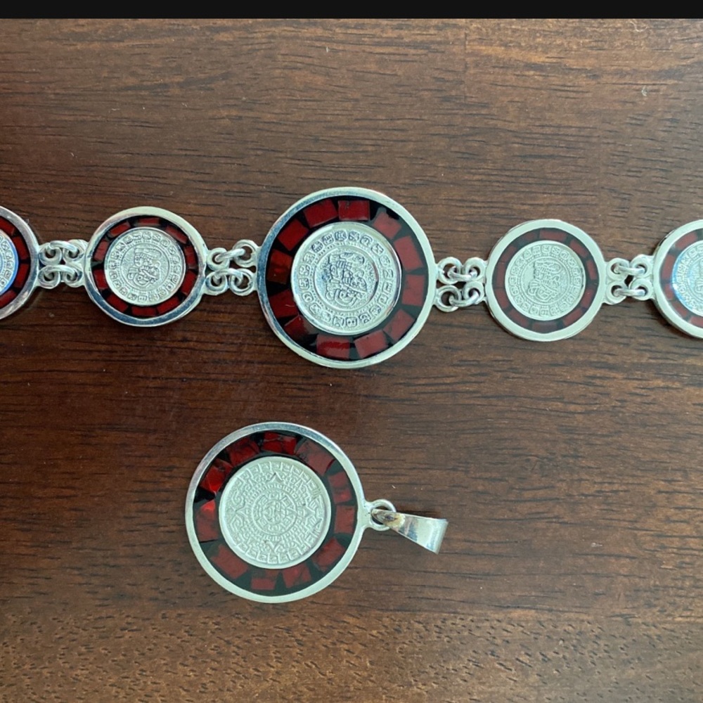 2 Piece Set - Sterling Silver Pendant & Bracelet